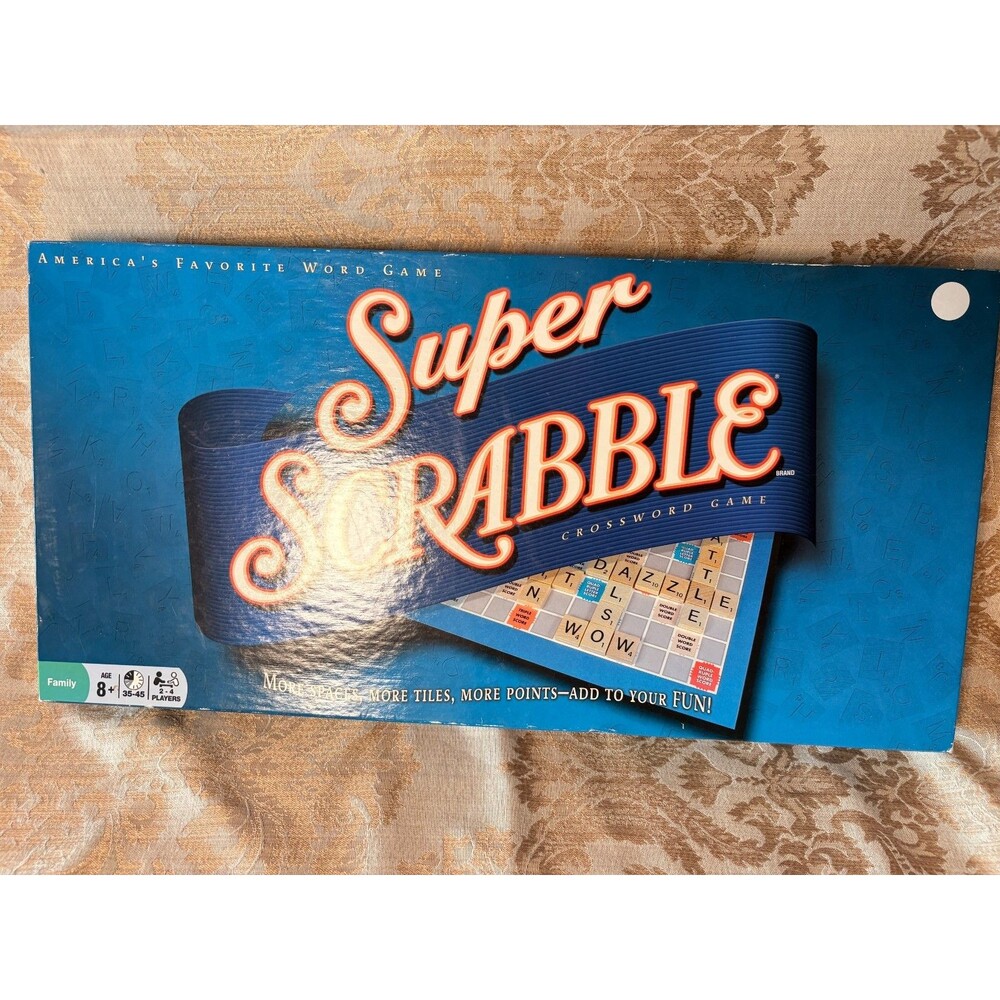 Super Scrabble Crossword Game Hasbro 2008 Board Game 200 Tiles Preowned COMPLETE